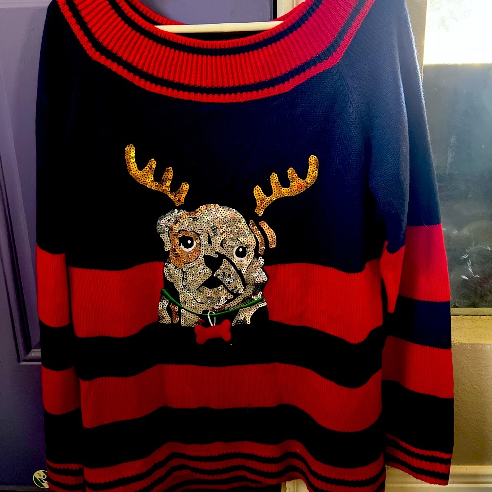 Adorkable ugly pug Christmas sweater